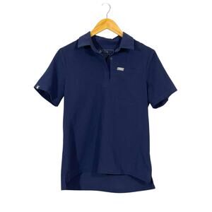 FIGS Nala Short Sleeve Scrub Polo Top - Blue - XS